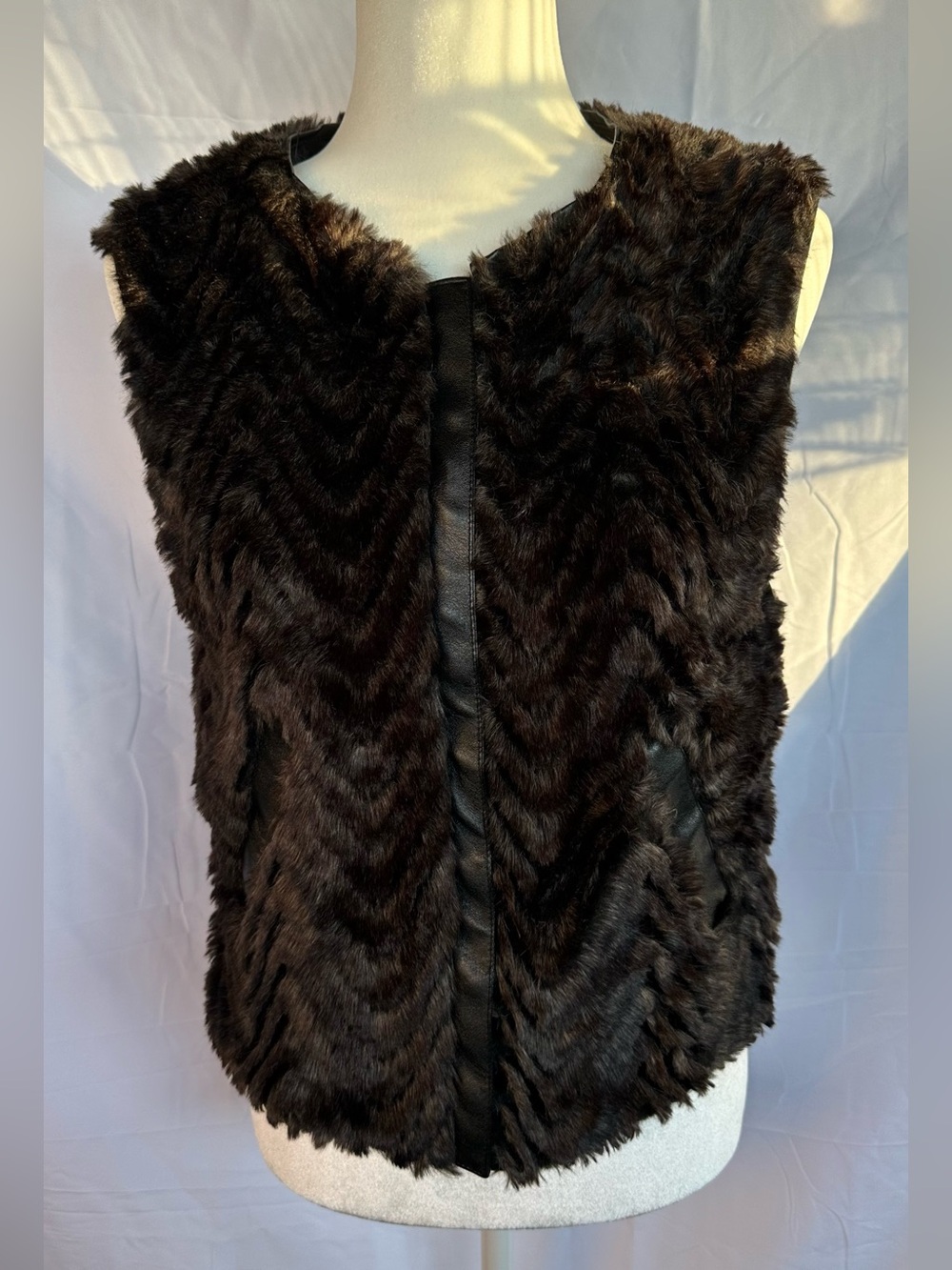 Sanctuary Dark Brown Faux Fur Vest - Plush Sleeveless Layer